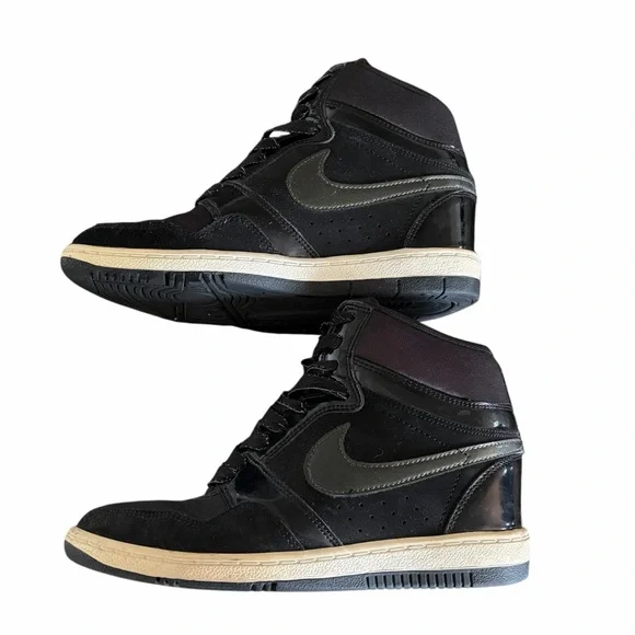 Nike Force Dunk Sky High Hidden Wedge Sneaker Shoe Black Size 7.5 - Picture 2 of 9